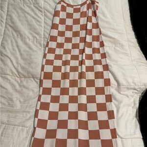 Checkered Brown and White Dress